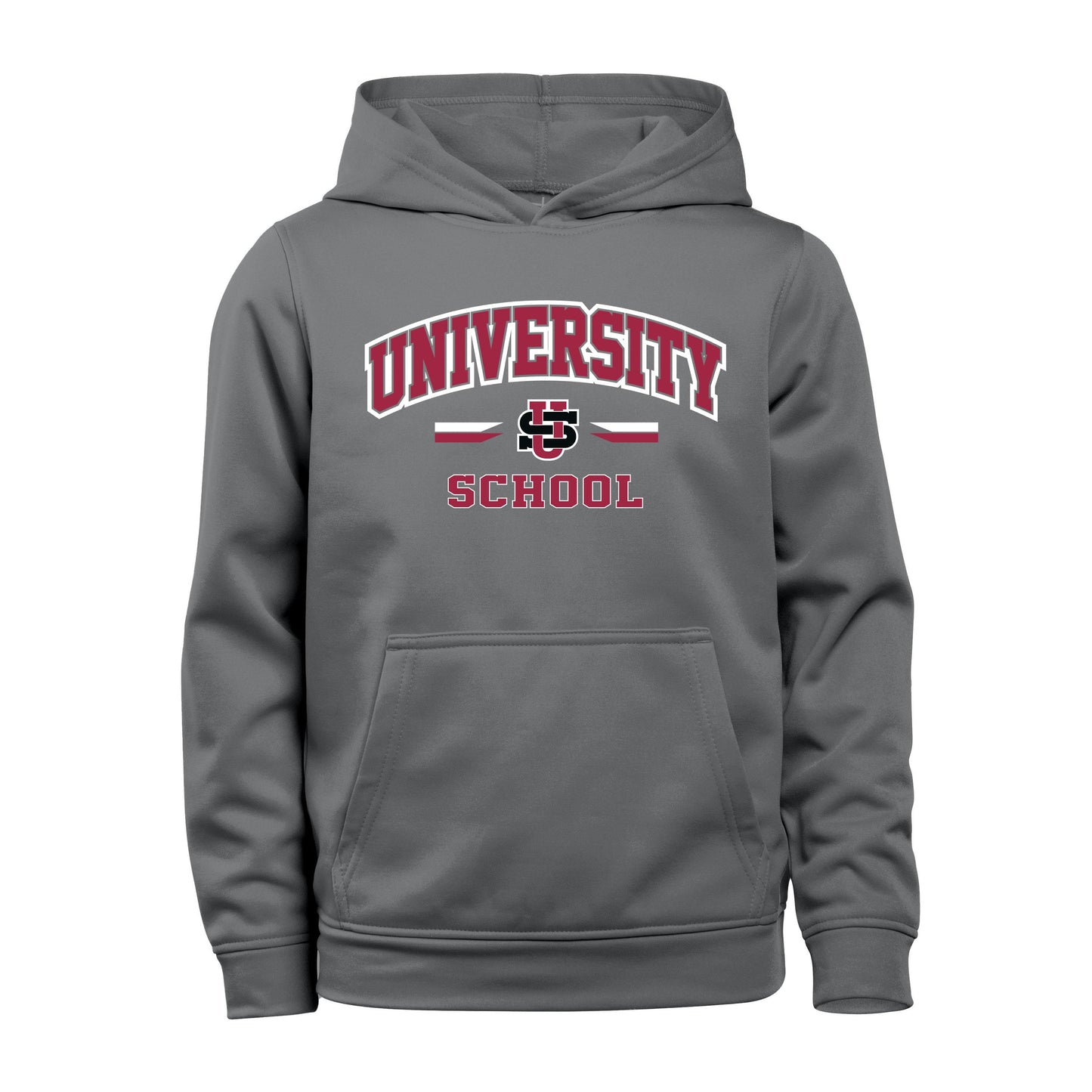 Youth Garb Performance Hoodie Gray Words & Logo -F26