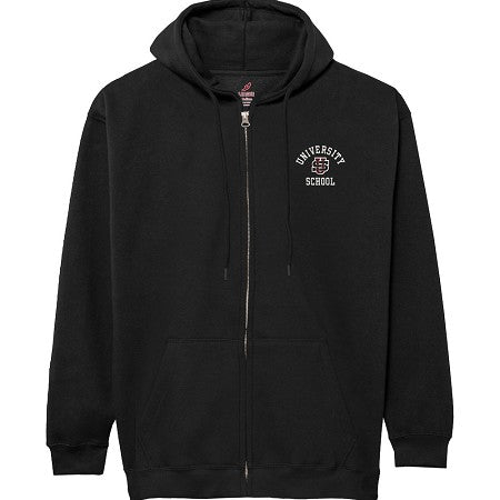 Adult Essential Fleece Full Zip Embroidery Black L2- F26