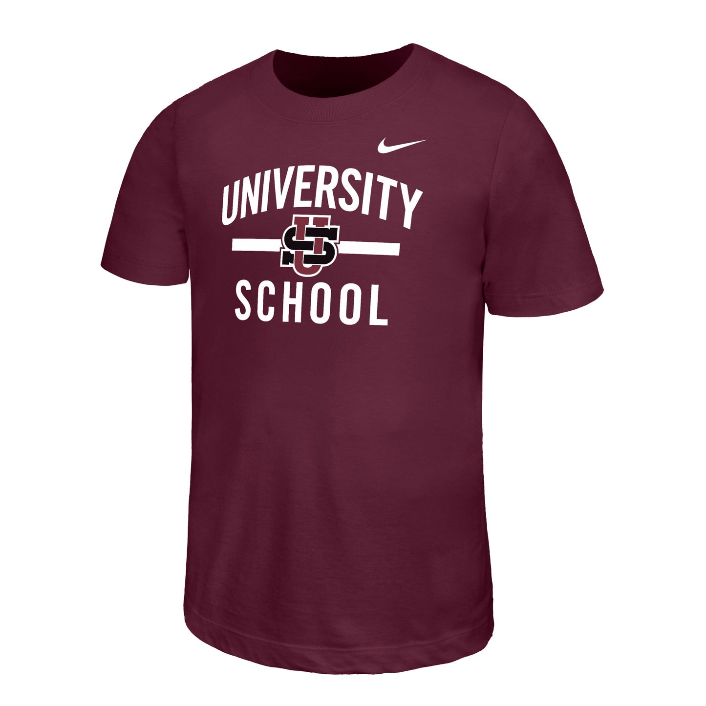 Nike Youth Dri-Fit SS Tee - Maroon with Words & Logo- F26