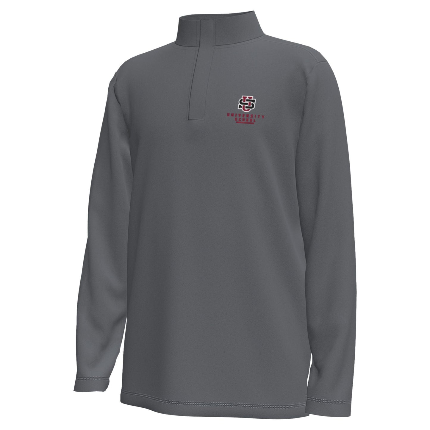 UA Youth Motion Quarter Zip Logo & Words Dark Gray- F26