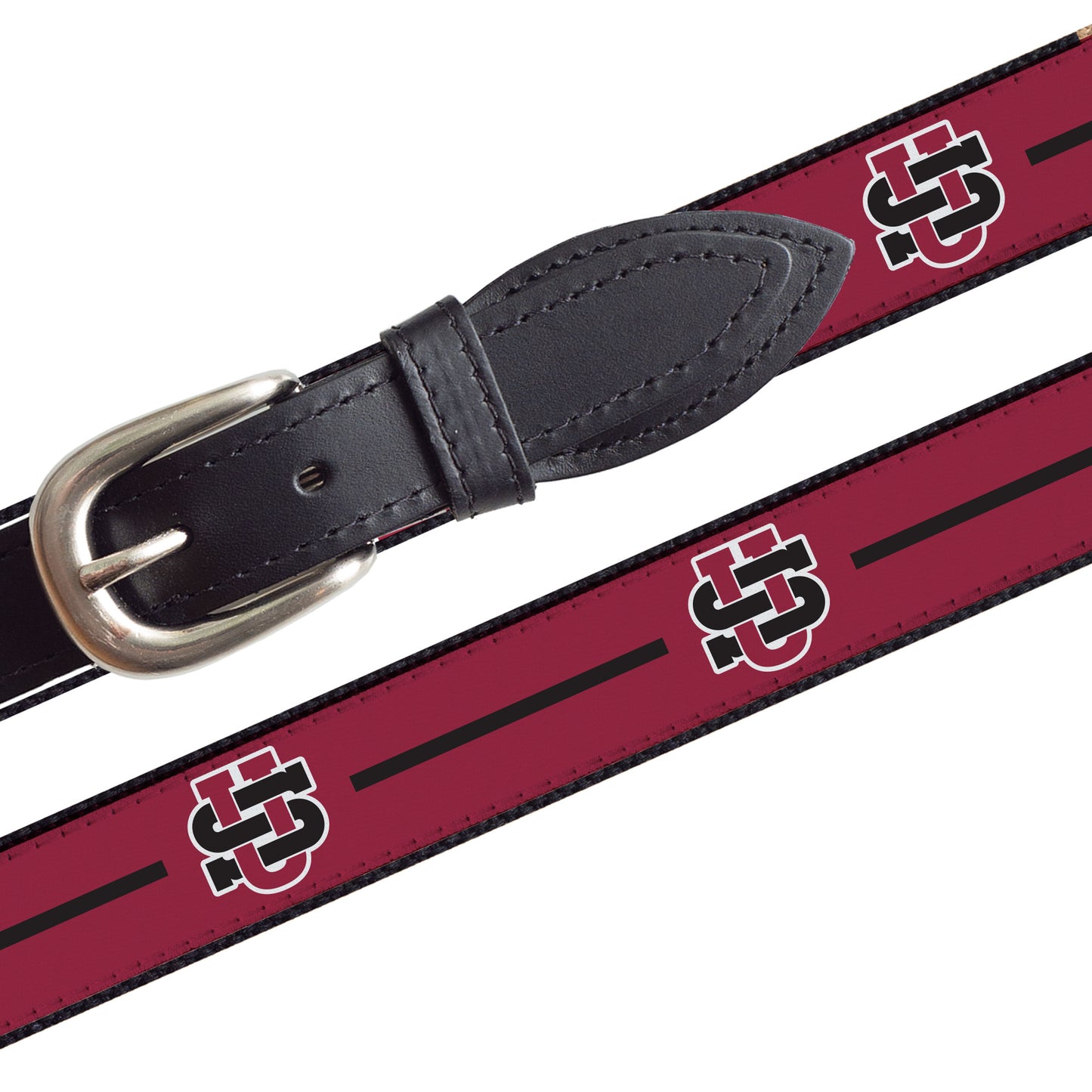 Leather End Belt - Maroon Canvas
