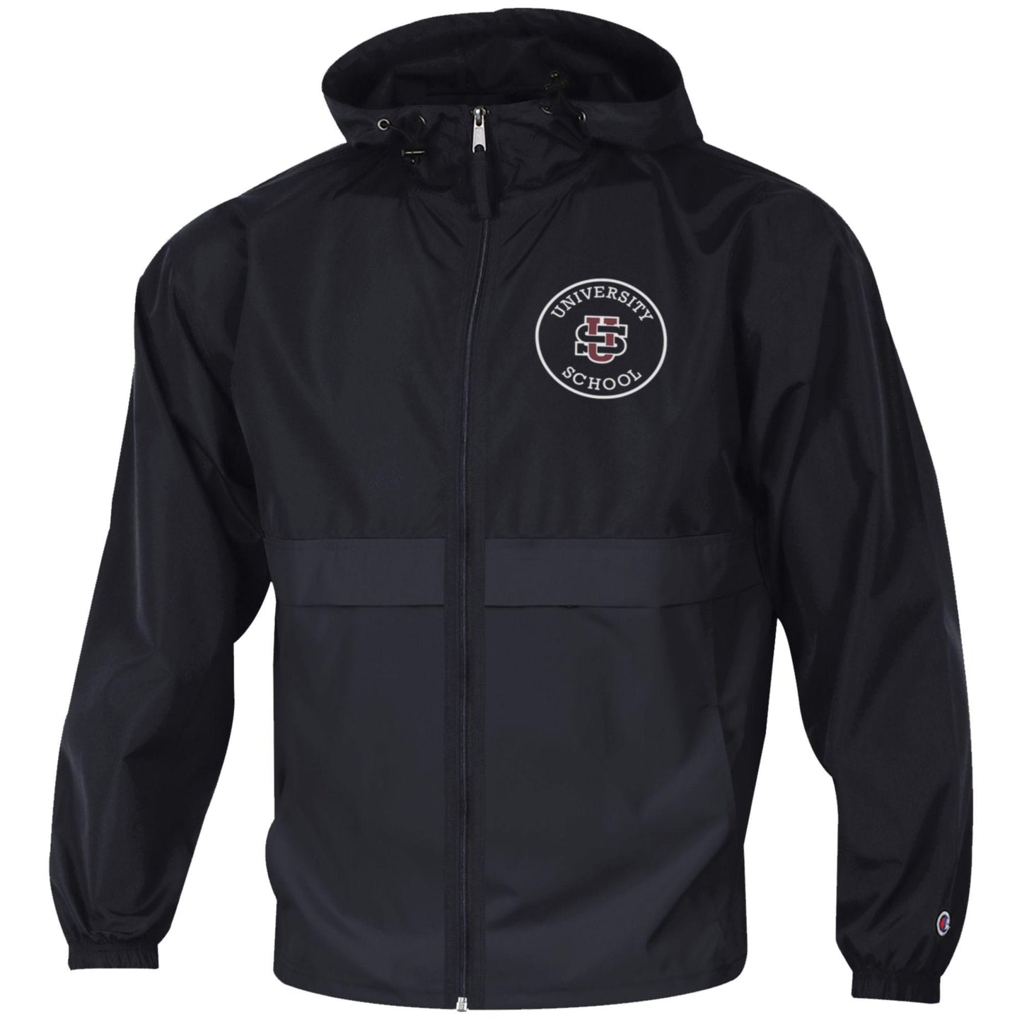 Champion Adult Full Zip Lightweight Rain Jacket Black- F26