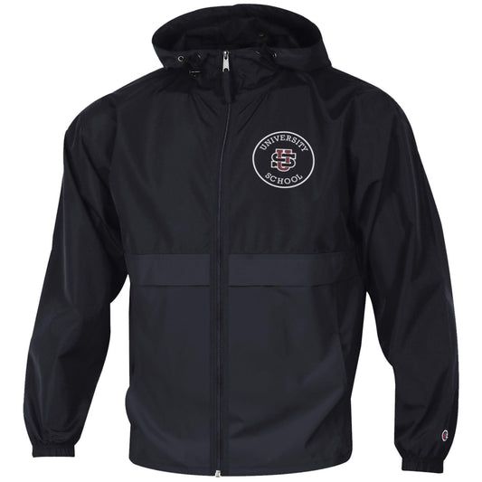 Champion Adult Full Zip Lightweight Rain Jacket Black- F26
