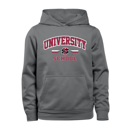Youth Garb Performance Hoodie Gray Words & Logo -F26