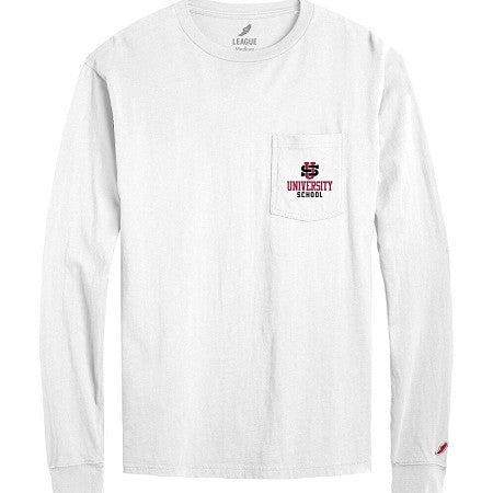 Adult Long Sleeve Pocket Tee in White L2 F-26