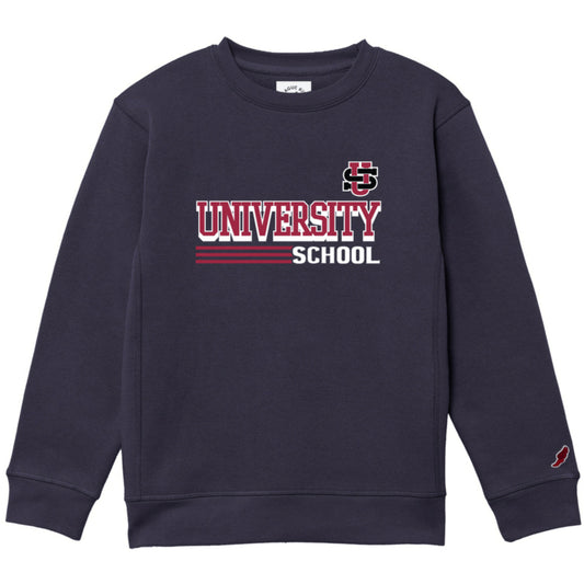 Youth Essential Crew Words, Logo, Lines Navy L2- F26