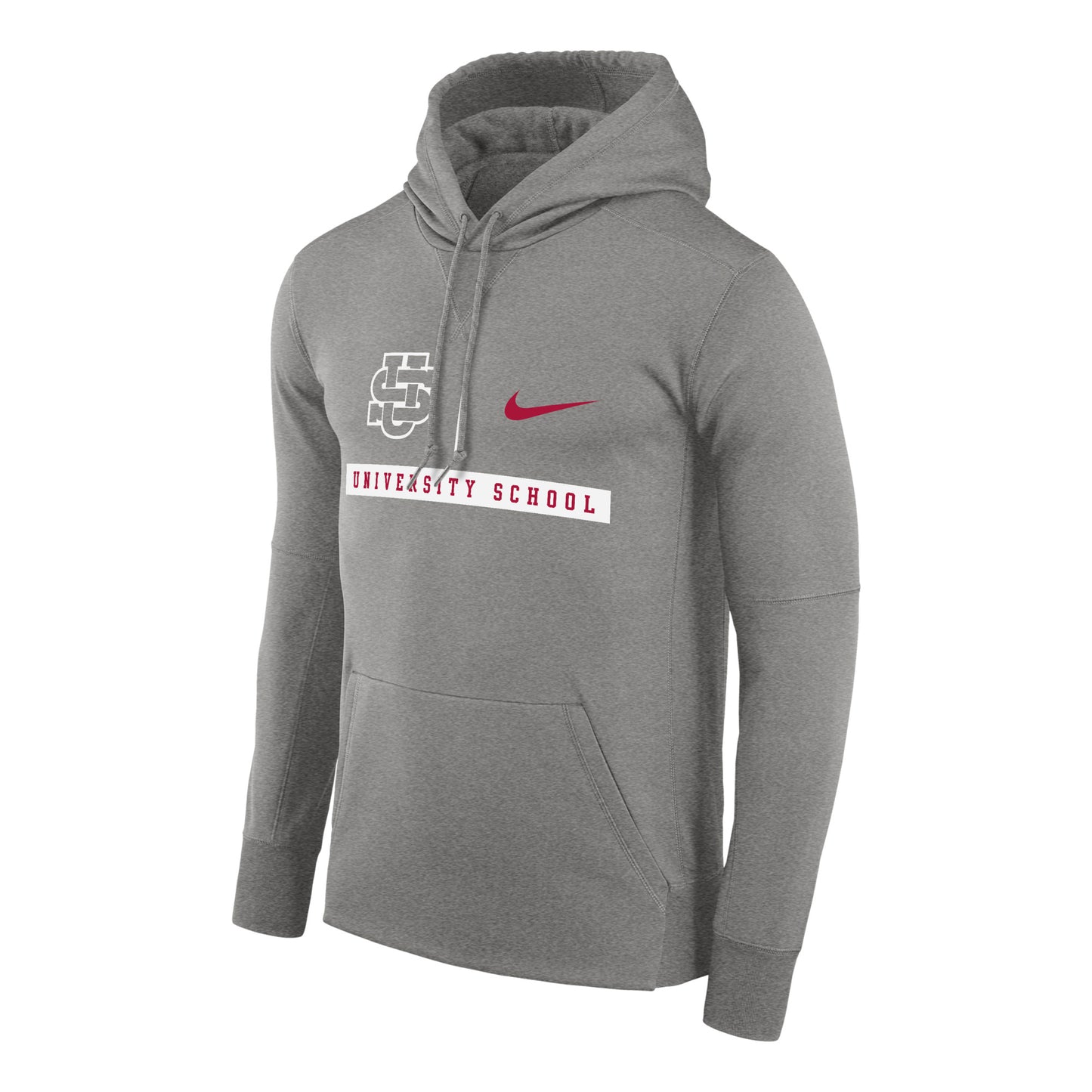 Nike Adult Therma Pullover Hoodie in Dark Heather Interlocking Logo l Swoosh Arched- F26