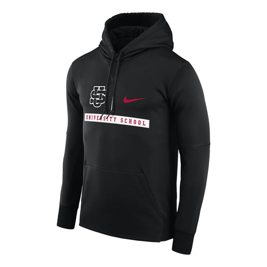 Nike Adult Therma Pullover Hoodie in Black Interlocking Logo l Swoosh Arched- F26