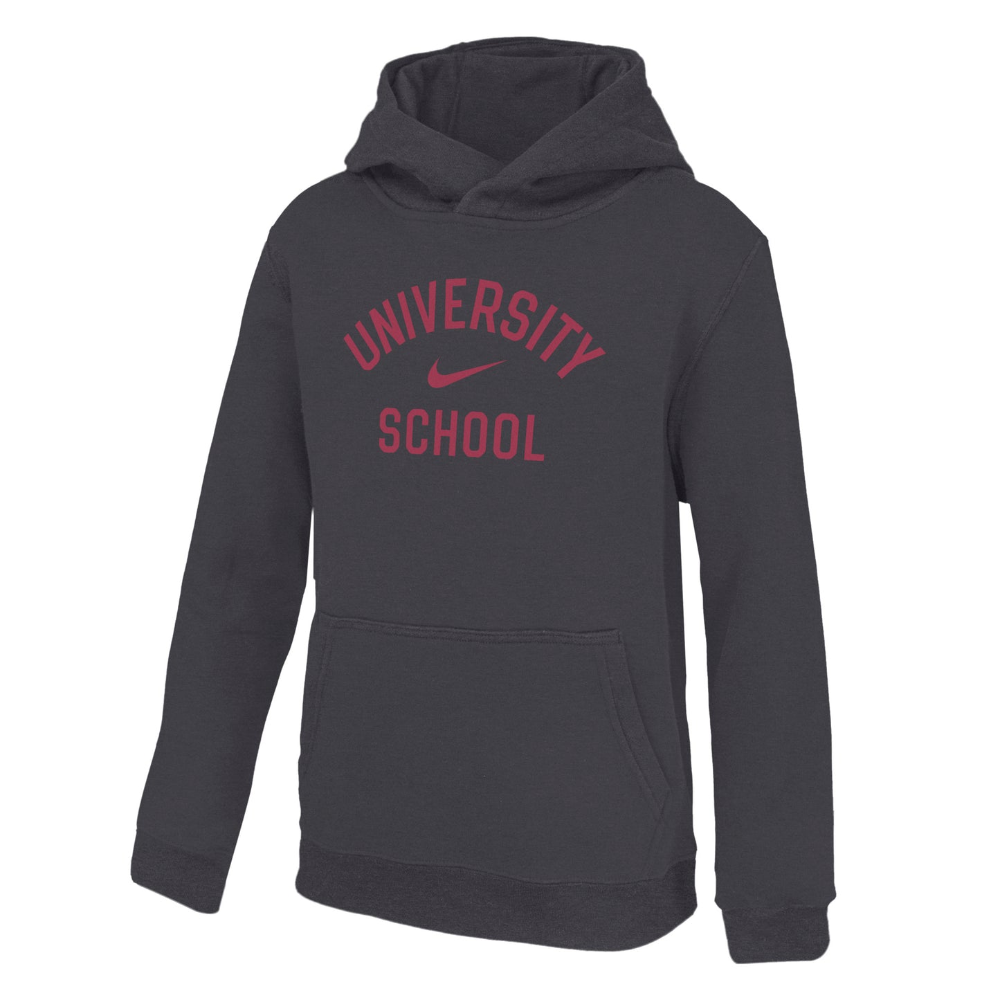 Nike Youth Club Fleece Hoodie in Anthracite Arched Name over Swoosh- F26