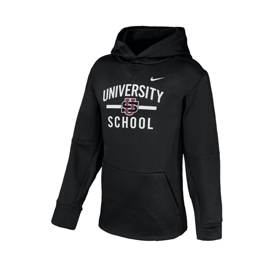 Nike Youth Therma Pullover Hoodie in Black Logo & Words- F26