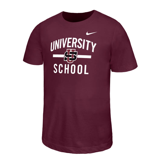 Nike Youth Dri-Fit SS Tee - Maroon with Words & Logo- F26