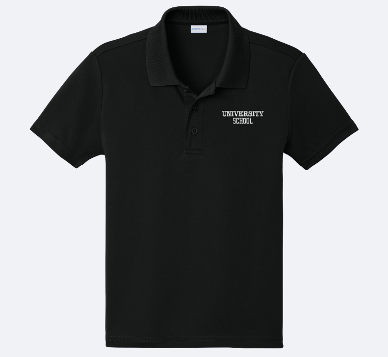 Youth Polo with Embroidered Words  (Small)- Black, Navy, & Maroon F26