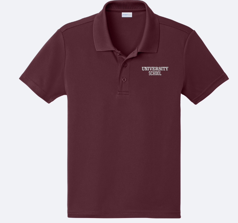 Youth Polo with Embroidered Words  (Small)- Black, Navy, & Maroon F26