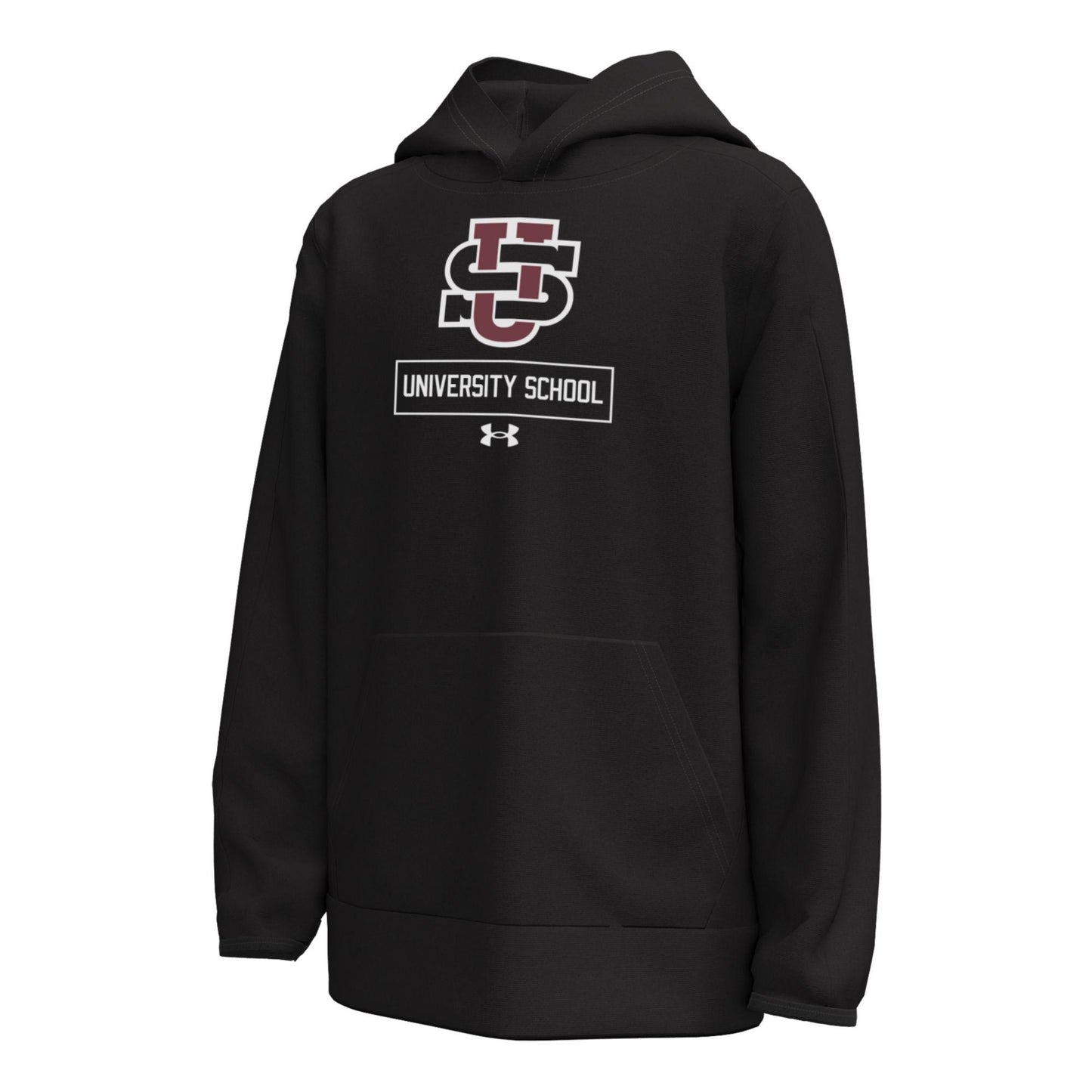 UA Youth Armour Fleece Hoodie Pitch Black (logo & words)- F26