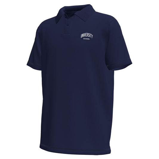 UA Youth Polo in Navy- Arched Words- F26