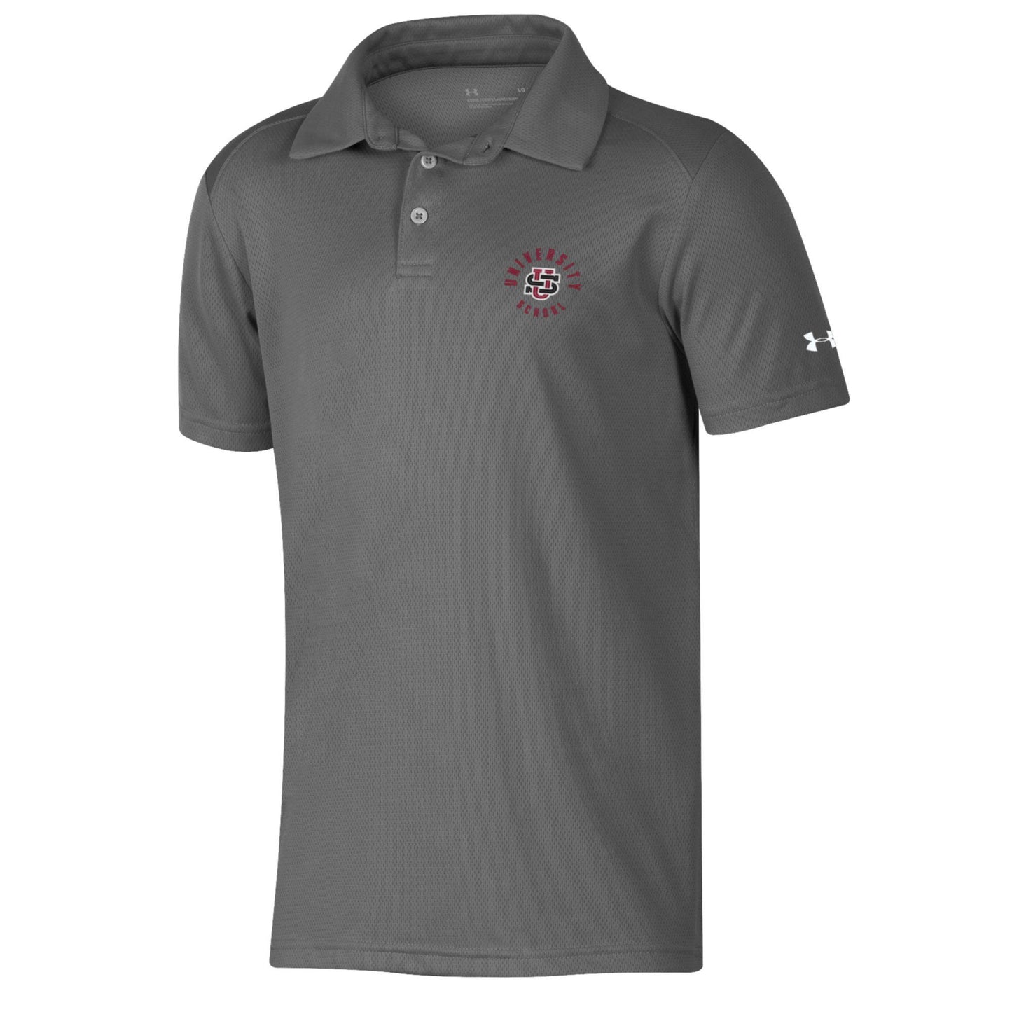 UA Youth Polo in Graphite - Circular Text