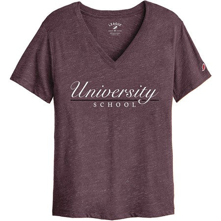 Women's Tee - Heathered Maroon - V Neck